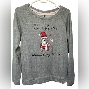 Jaclyn Intimates English Bulldog Christmas Shirt. Dear Santa NWT